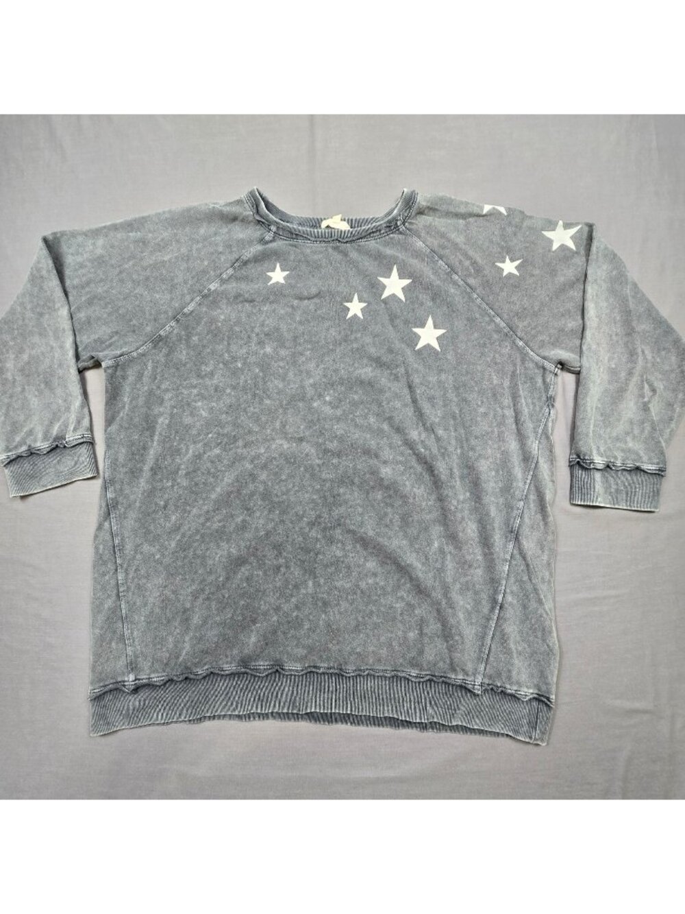 Easel 3X Sweatshirt Gray Star Print Long Sleeve Pullover Casual
